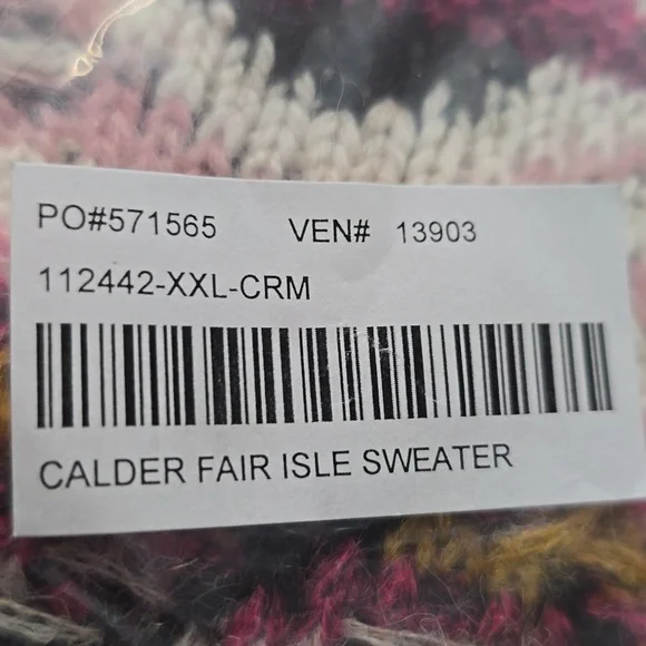 Sundance XXL Fair Isle Sweater NWT, CREAM, PLUM, MUSTARD - Picture 8 of 8